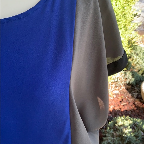 TheLimited Colorblock Peplum Top Gray/Blue SzM EUC - Picture 3 of 5